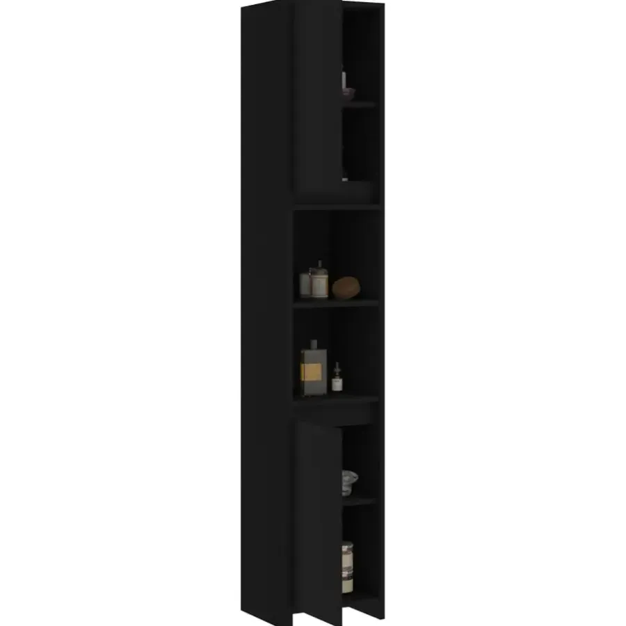 vidaXL - Badkamerkast - Zwart - Bewerkt hout