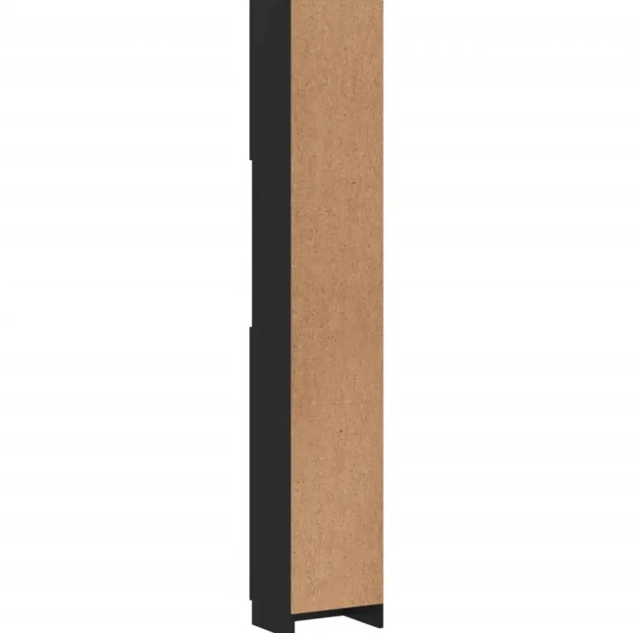 Hoge Kasten-vidaXL - Badkamermeubel - Zwart - Bewerkt hout
