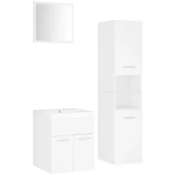 Badmeubelsets-vidaXL - Badkamermeubelset - Wit - Bewerkt hout - 41 x 38.5 x 46 cm
