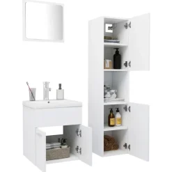 Badmeubelsets-vidaXL - Badkamermeubelset - Wit - Bewerkt hout - 41 x 38.5 x 46 cm