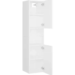 Badmeubelsets-vidaXL - Badkamermeubelset - Wit - Bewerkt hout - 41 x 38.5 x 46 cm