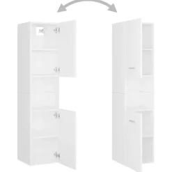 Badmeubelsets-vidaXL - Badkamermeubelset - Wit - Bewerkt hout - 41 x 38.5 x 46 cm