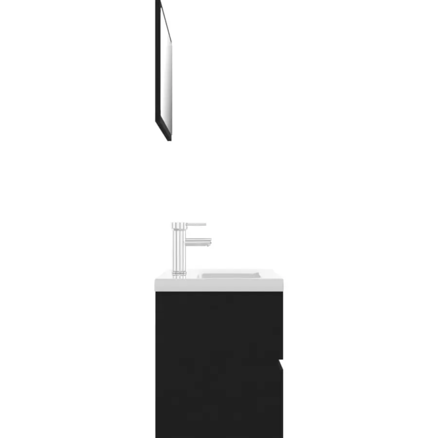 vidaXL - Badkamermeubelset - Zwart - Bewerkt hout - 80 x 38.5 x 45 cm