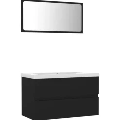 vidaXL - Badkamermeubelset - Zwart - Bewerkt hout - 80 x 38.5 x 45 cm