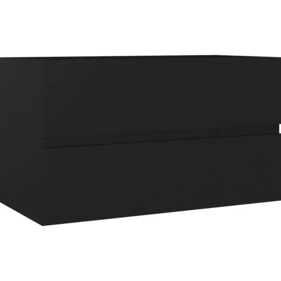 vidaXL - Badkamermeubelset - Zwart - Bewerkt hout - 80 x 38.5 x 45 cm