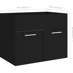 Badmeubelsets-vidaXL - Badkamermeubelset - Zwart - Bewerkt hout - 60 x 38.5 x 46 cm