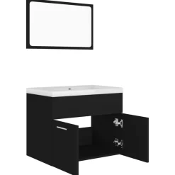 Badmeubelsets-vidaXL - Badkamermeubelset - Zwart - Bewerkt hout - 60 x 38.5 x 46 cm