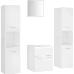Badmeubelsets-vidaXL - Badkamermeubelset - Wit - Bewerkt hout - 41 x 38.5 x 46 cm