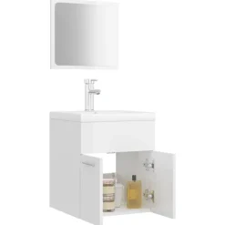 Badmeubelsets-vidaXL - Badkamermeubelset - Wit - Bewerkt hout - 41 x 38.5 x 46 cm