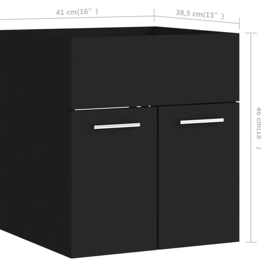 vidaXL - Badkamermeubelset - Zwart - Bewerkt hout