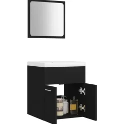 Badmeubelsets-vidaXL - Badkamermeubelset - Zwart - Bewerkt hout - 41 x 38.5 x 46 cm