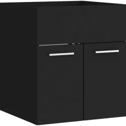 Badmeubelsets-vidaXL - Badkamermeubelset - Zwart - Bewerkt hout - 41 x 38.5 x 46 cm