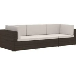 Loungebanken-vidaXL - Bankset - Bruin - Poly rattan