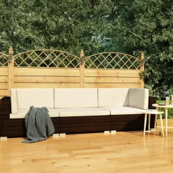 Loungebanken-vidaXL - Bankset - Bruin - Poly rattan