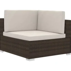 Loungebanken-vidaXL - Bankset - Bruin - Poly rattan