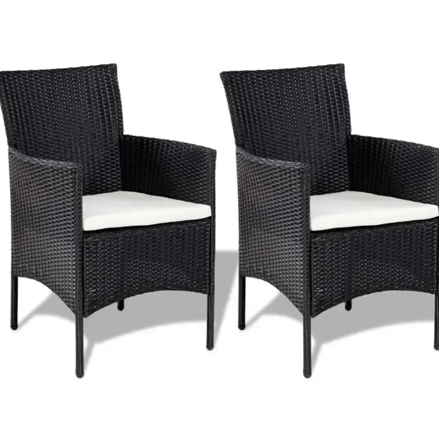 Loungesets-vidaXL - Bankset - Zwart - Poly rattan