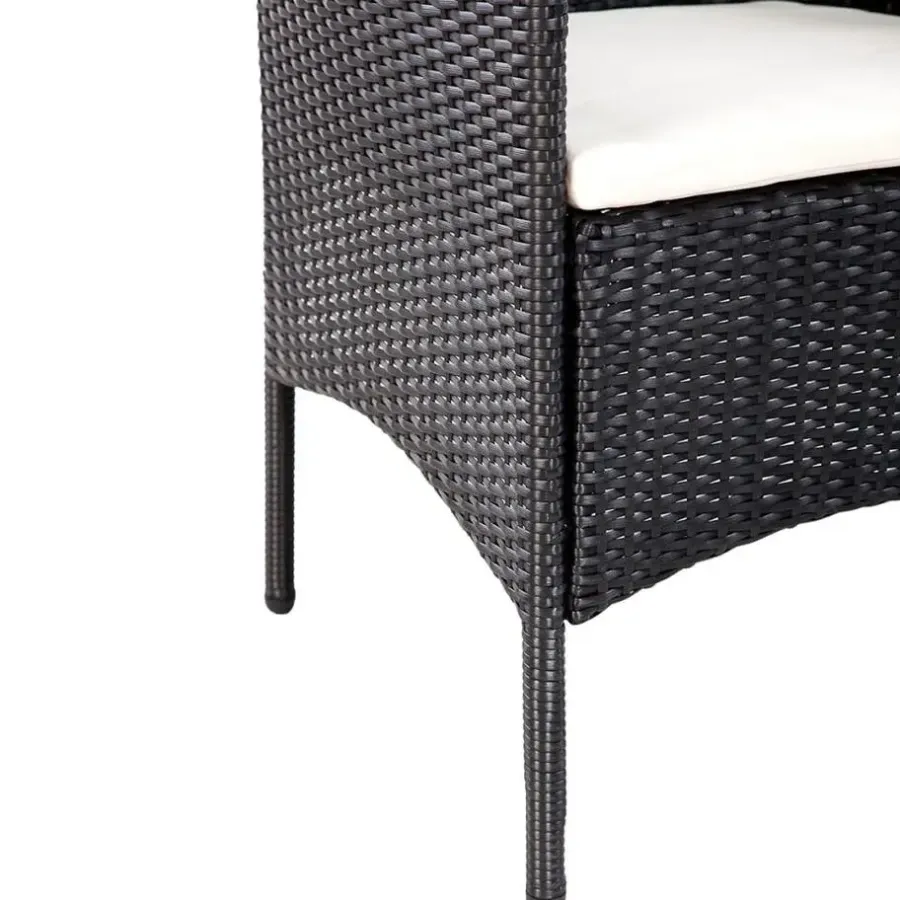 Loungesets-vidaXL - Bankset - Zwart - Poly rattan