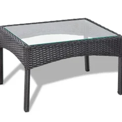 Loungesets-vidaXL - Bankset - Zwart - Poly rattan