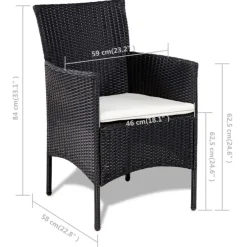 Loungesets-vidaXL - Bankset - Zwart - Poly rattan