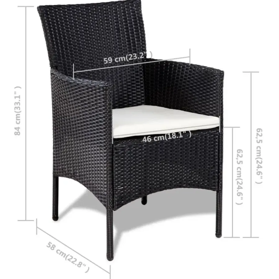 Loungesets-vidaXL - Bankset - Zwart - Poly rattan