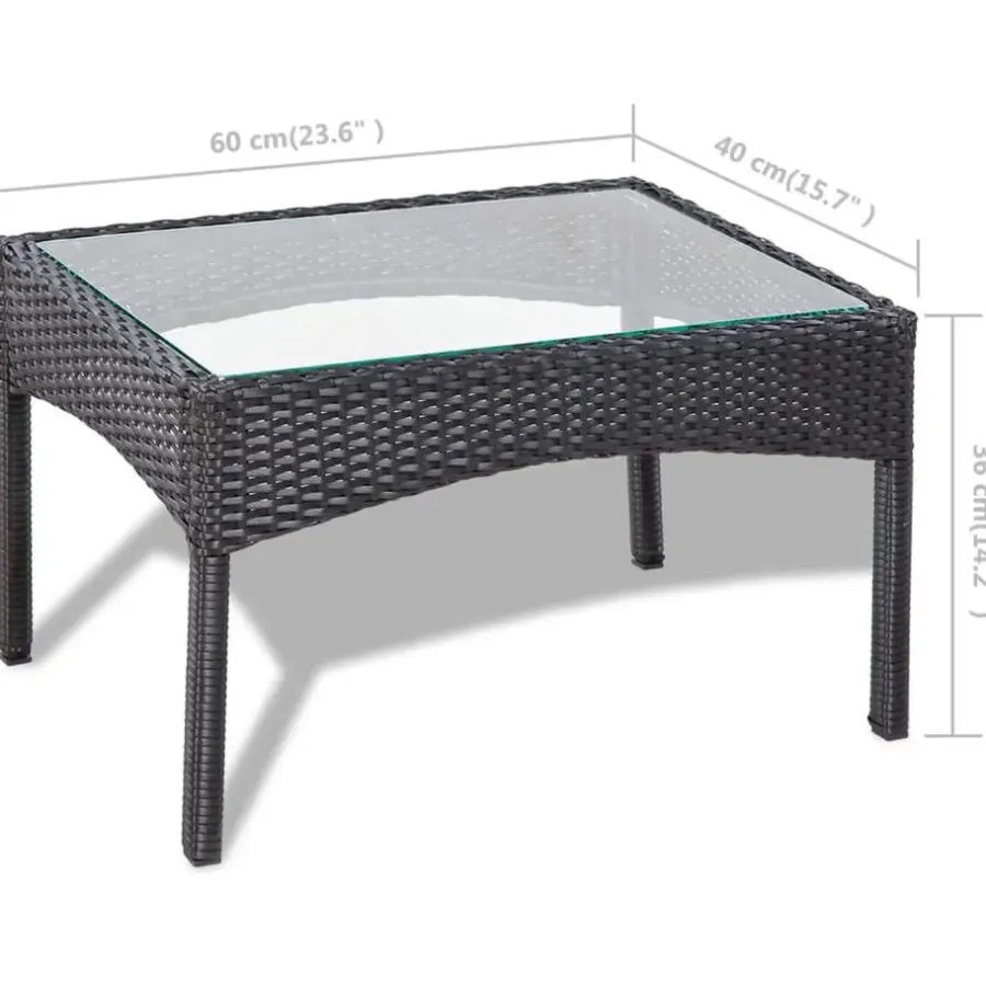 Loungesets-vidaXL - Bankset - Zwart - Poly rattan