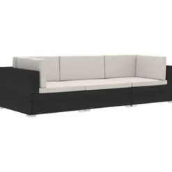 vidaXL - Bankset - Zwart - Poly rattan
