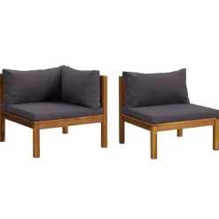 Loungeset Elementen-vidaXL - Bankstel - Grijs - Acaciahout