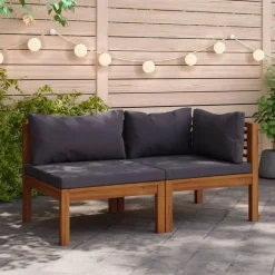 Loungeset Elementen-vidaXL - Bankstel - Grijs - Acaciahout
