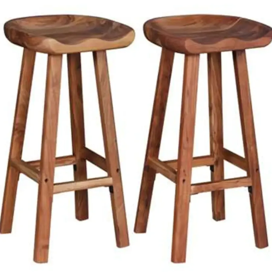vidaXL - Barkruk - Bruin - Hout - 2 stuks