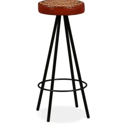 vidaXL - Barkruk - Bruin - Leer - 2 stuks