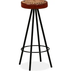 vidaXL - Barkruk - Bruin - Leer - 2 stuks