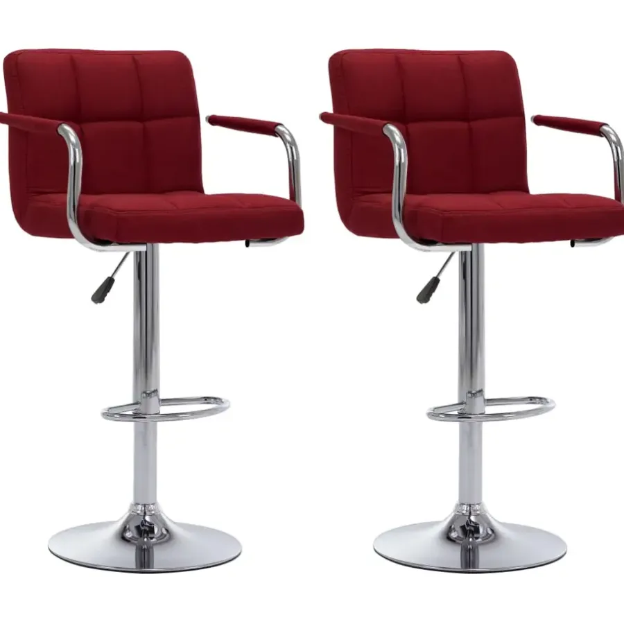 Barkrukken-vidaXL - Barstoel - Rood - Stof - 2 stuks