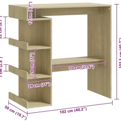 vidaXL - Bartafel - Bruin - Bewerkt hout