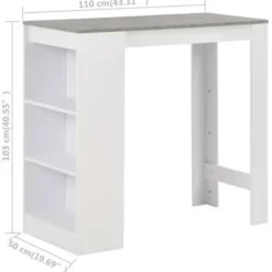 Bartafels-vidaXL - Bartafel - Wit - Bewerkt hout