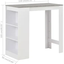 Bartafels-vidaXL - Bartafel - Wit - Bewerkt hout