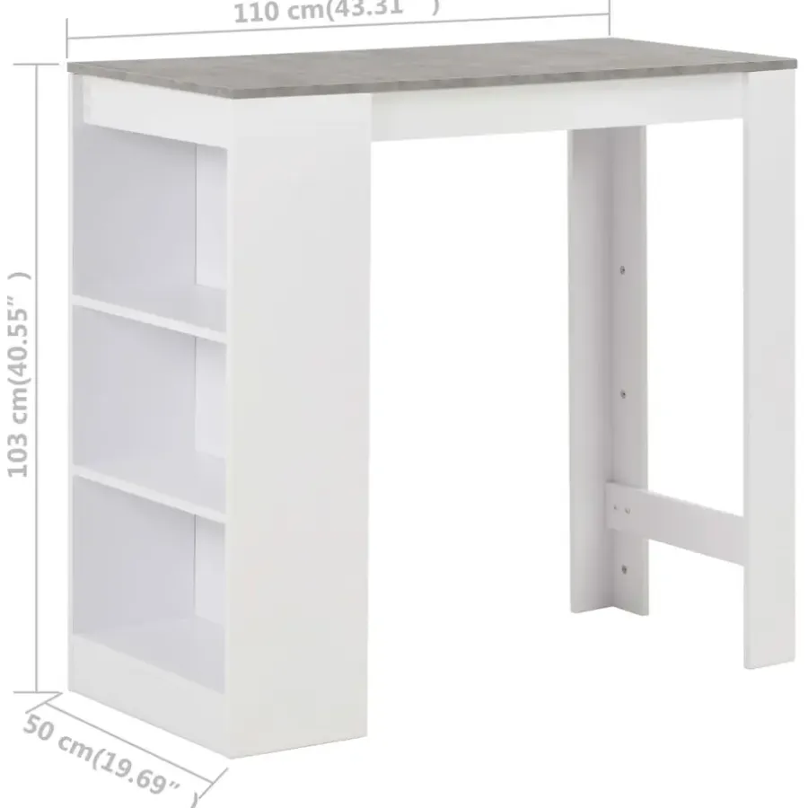 Bartafels-vidaXL - Bartafel - Wit - Bewerkt hout