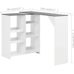 Bartafels-vidaXL - Bartafel - Wit - Bewerkt hout