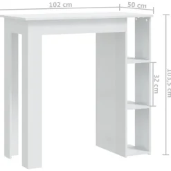 vidaXL - Bartafel - Wit - Bewerkt hout