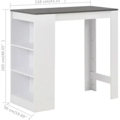 vidaXL - Bartafel - Wit - Bewerkt hout