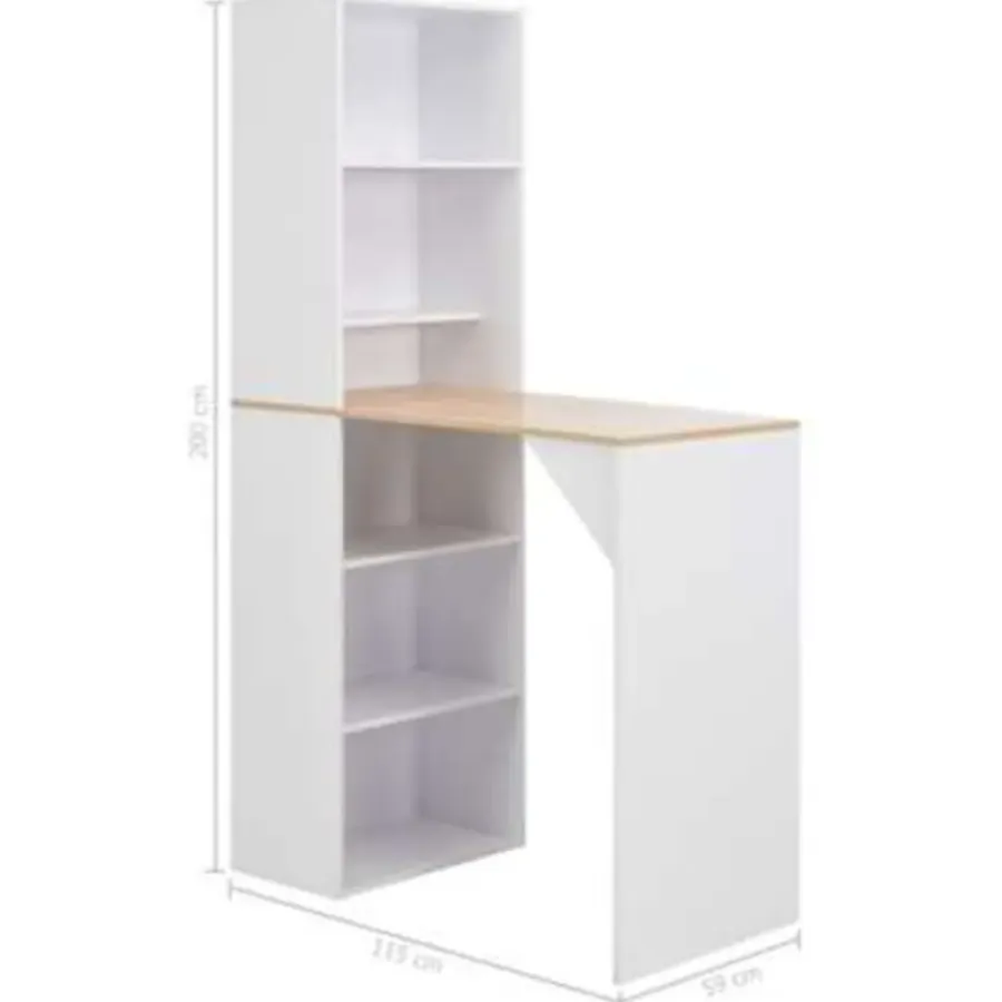 vidaXL - Bartafel - Wit - Bewerkt hout