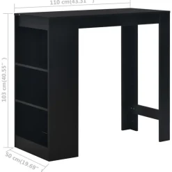 Bartafels-vidaXL - Bartafel - Zwart - Bewerkt hout