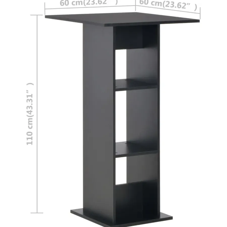 vidaXL - Bartafel - Zwart - Bewerkt hout