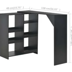 Bartafels-vidaXL - Bartafel - Zwart - Bewerkt hout
