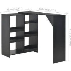 Bartafels-vidaXL - Bartafel - Zwart - Bewerkt hout