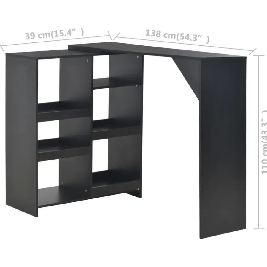 Bartafels-vidaXL - Bartafel - Zwart - Bewerkt hout
