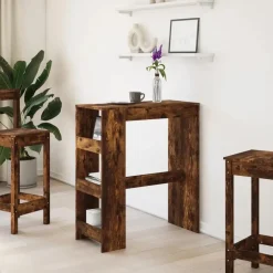 Bartafels-vidaXL - Bartafel met opbergruimte - Gerookt eiken - Bewerkt hout - 90x43 cm