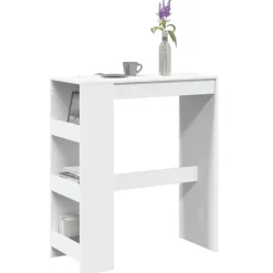 Bartafels-vidaXL - Bartafel met opbergruimte - Wit - Bewerkt hout - 90x43 cm