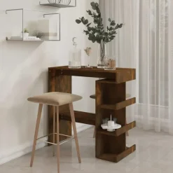 vidaXL - Bartafel met opbergruimte - Gerookt eiken - Bewerkt hout - 100x50 cm