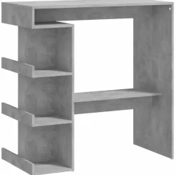Bartafels-vidaXL - Bartafel met opbergruimte - Betongrijs - Bewerkt hout - 100x50 cm