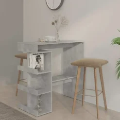 Bartafels-vidaXL - Bartafel met opbergruimte - Betongrijs - Bewerkt hout - 100x50 cm